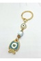 Light Blue Fish Stone Metal Keychain, Lucky Keychain, Metal Evil Eye Bead Keychain - 6