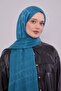 Petrol Blue Patterned Janjan Shawl - 3