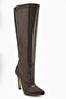 Sonita Brown Patent Leather Thin Heeled Women's Boots - 2