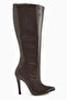 Sonita Brown Patent Leather Thin Heeled Women's Boots