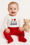 Baby Girl Newborn I Love Mum Dad B Printed Bodysuit with Booties Pants Set