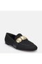 Large size women's loafer with gold buckle 41-42-43-44-black suede - 8