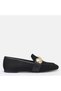 Large size women's loafer with gold buckle 41-42-43-44-black suede - 7