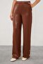 Brown Button Detailed Crew Neck Double Suit - 5