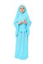 Girl Child Two Piece Star Pattern Long Headscarf Prayer Dress Blue - 2