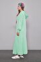 Mint Green Hooded Dress with Hidden Pocket Detail - 3