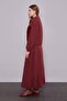 Burgundy Collar Stone Rose Detail Skirt Set - 3