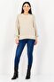 Women Crew Neck Textured Sweaters, Light Beige - 2