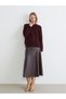 Burgundy Crew Neck Women's Knitwear Sweater - 2