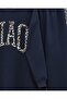Three-Thread Sweat Suit with Leopard Print Detail on the Front - Navy - 5