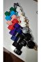 Sports Themed Dumbbell & Shaker Keychain Set That Makes Sound When Shaken |   Multi-Colored Bag Ornament - 5