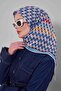 Blue cube pattern soft scarf