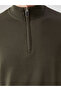 Khaki Stand Collar Long Sleeve Men's Knitwear Sweater - 3