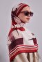 وشاح قطني بنمط تجريدي أحمر