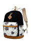 Black White Purple Polyester Zipper Children's Backpack Set - 4