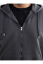 Gray Large Size Hooded Men's Thick Zippered Sweatshirt - 3