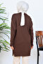 Embroidery Detailed Beaded Mercerized Cardigan N3280 Brown - 4