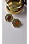 Colorful oval stone embellished hammered edge hoop earrings - 3