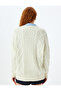 Hair Knitting Textured Long Sleeve Oversized V-Neck Sweater - 4
