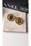 Colorful oval stone embellished hammered edge hoop earrings