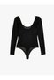 Long Sleeve Backless See-Through Tulle Lace Bodysuit - 7