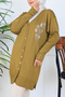 Embroidery Detailed Beaded Mercerized Cardigan N3280 Oil Green - 3