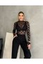 Women's long sleeve see-through snap-up bodysuit blouse