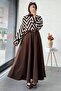Zigzag Patterned Short Knit Sweater – Brown - 7
