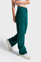 Women's Petrol Green Doris 29w5-118 Straight Fit High-Waist Thick Corded Velvet Fabric Pants