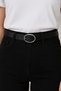 Women's Oval Buckle Black Belt – Stylish Everyday and Jeans Matching Leather-Look Belt - 2