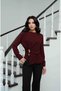 Burgundy Buckle Detailed Long Sleeve Blouse - 3