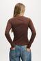 Bitter Brown Slim Fit Button Women's Cardigan Mg2580 - 3