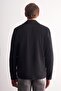 Black Polo Neck Plain Slitless Flexible Casual Coat 1007255150 - 5