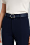 Women's Oval Buckle Black Belt – Stylish Everyday and Jeans Matching Leather-Look Belt - 2