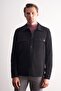 Black Polo Neck Plain Slitless Flexible Casual Coat 1007255150