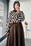 Zigzag Patterned Short Knit Sweater – Brown - 2