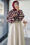 Zigzag Patterned Short Knit Sweater – Burgundy - 5