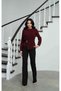 Burgundy Buckle Detailed Long Sleeve Blouse - 5