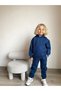 Boys / Girls Tracksuit Set with Kangaroo Pocket Hooded 3 Thread Ş Fleece-Lined Indigo - 4