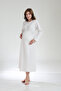Women's Lace Jacquard Shawl Collar Winter Long Sleeve Special Design Postpartum Maternity Robe Nightgown Set - 7
