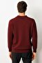 Men's Polo Neck Straw Knit Diamond Pattern Wool Sweater Burgundy - 3