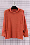 Women's Plus Size Stretch Fabric High Neck Orange Soft Sweater Mother Blouse - 2