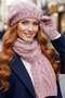 Women's Knitted Patterned Beanie Scarf Gloves Set - 3