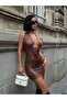 Low-Cut Faux Leather Mini Dress - 3