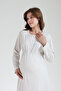 Women's Lace Jacquard Shawl Collar Winter Long Sleeve Special Design Postpartum Maternity Robe Nightgown Set - 4