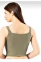 Khaki Crop with Gathered Front and Removable Pads - 4