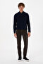 Men's Slim Fit V-Neck Navy Blue Basic Knitwear Sweater 50313662-Vr033 - 4