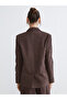 Brown Double Breasted Collar Women's Velvet Blazer Jacket - 5