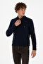 Men's Slim Fit V-Neck Navy Blue Basic Knitwear Sweater 50313662-Vr033 - 3