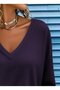 Women's Long Sleeve V Neck Viscose Two Thread Blouse - 2